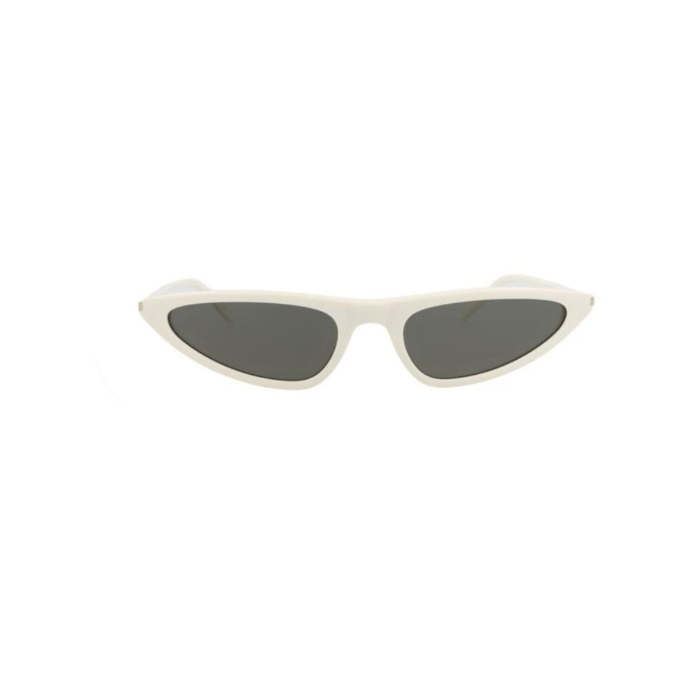 Saint Laurent White Cat Eye Sunglasses with Dark Lenses
